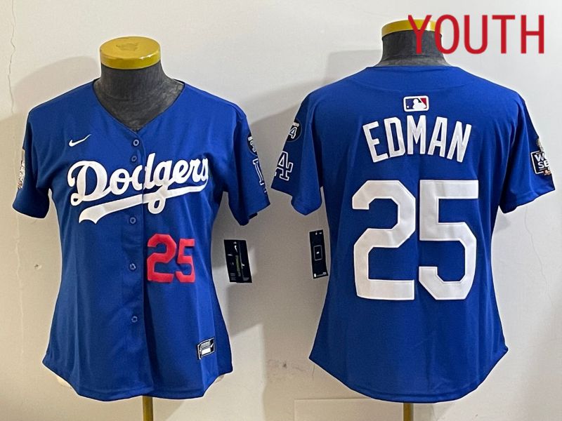 Youth Los Angeles Dodgers #25 Edman Blue Game 2024 Nike MLB Jersey style 11216->youth mlb jersey->Youth Jersey